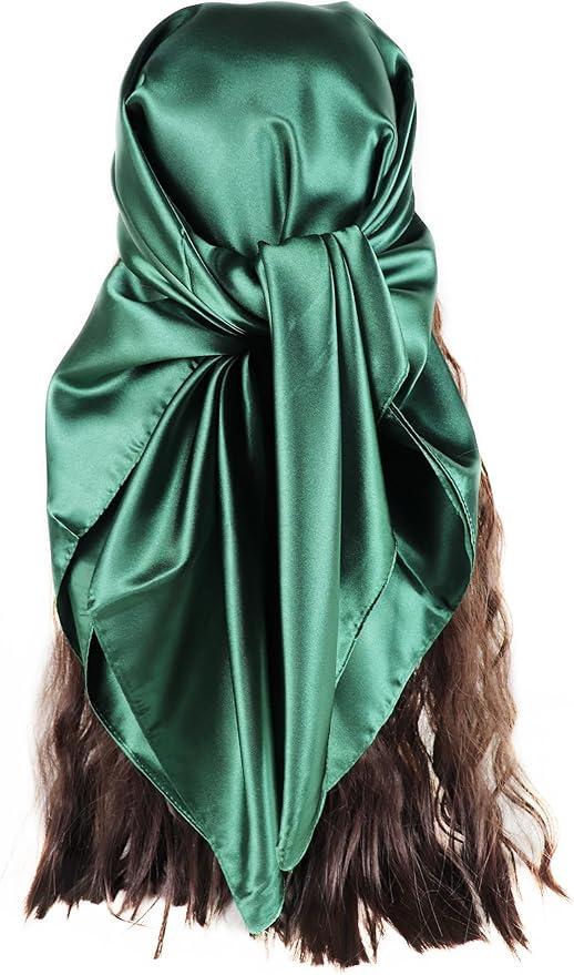Vabovin Satin Head Scarf for Women Solid Color - Hair Scarves 35 Inch Bandana Headscarf, 4 Pack