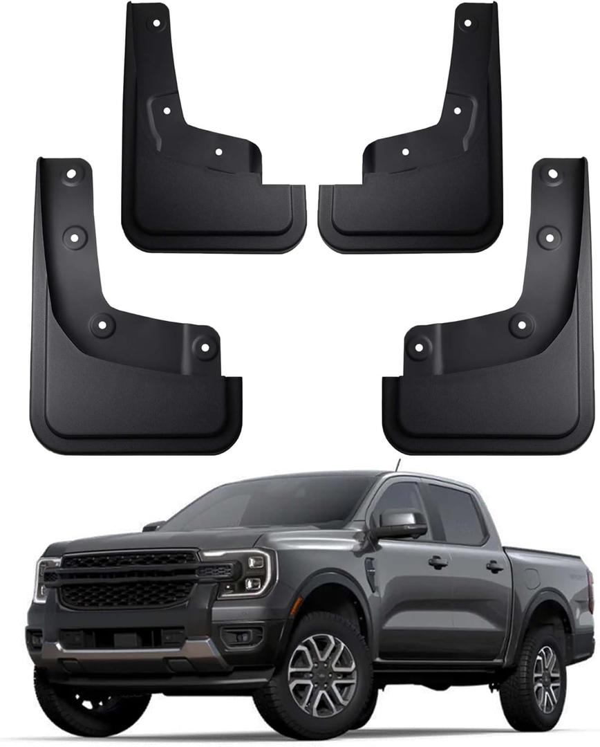 Mud Flaps Compatible with Ford Ranger Accessories 2026 2025 2024 Splash Guards All Weather Fender Guard Mudguards Sediment Protection No Need to Drill Holes(Won't Fit Raptor)