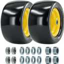 11x6.00-5 Flat Free Tires for Zero-Turn Mowers 11x6.00-5 flat free tire Replacement for Residential and Commercial, Solid Tires with 6"-8" Hub, 3/4" & 5/8" Bearings, 400LBS (Yellow, 2 pack)