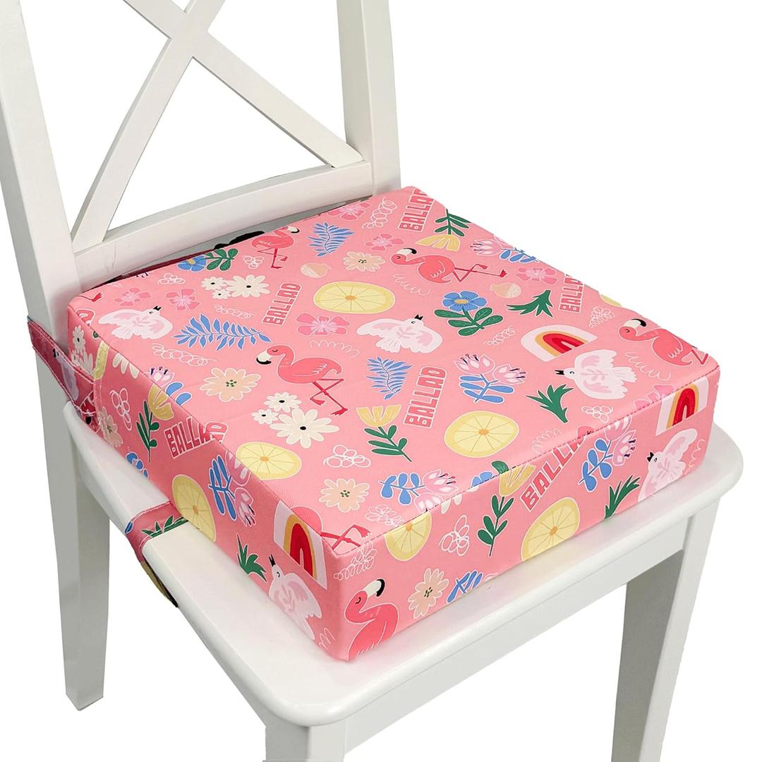 Toddler Booster Seat for Dining Table,Portable Kids Booster Seat - Adjustable, Non-Slip, Lightweight & Easy to Clean (Pink)