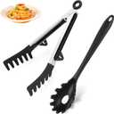 Upgraded Silicone Spaghetti Spoon and Pasta Tong Set  Sturdy Pasta Fork with Teeth, Noodle Spoon Server, and Multi-Purpose Tongs for Cooking and Serving