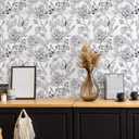 Black and White Butterfly Wallpaper 12"x100" Vintage Ink Painting Rose Floral Wallpaper Peel and Stick Butterfly Contact Paper Self Adhesive Removable Vinyl Film for Cabinets Drawers Walls