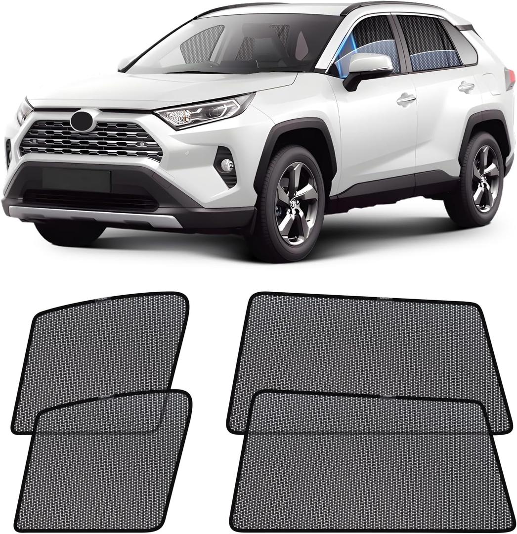 ZATOOTO Car Window Shades for Toyota RAV4 2019-2024, UV & Glare Protection, Bug & Mosquito Barrier, Cools Interior, Easy Install