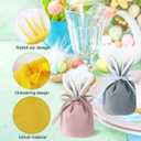 Funtery Easter Bunny Gift Bags Bunny Birthday Decoration Rabbit Ear Velvet Bags with Drawstrings 4.7 x 3.7 Inch Gift Pouches Party Favors for Baby Kid Basket Candy Treat Jewelry, 6 Color(12 Pcs)