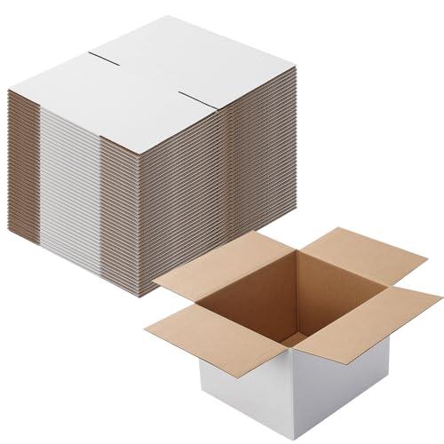 Calenzana 7x6x5 Shipping Boxes Set of 40, White Corrugated Cardboard Box for Mailing Packing Gifts Small Business