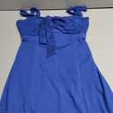 Women's Elegant Royal Blue A-Line Dress with Lace Bodice and Front Bow Detail M 