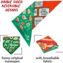 INSPECTOR TAIL Christmas Dog Bandanas 2 Pack Reversible with 4 Festive Patterns for Small Medium and Large Pets | Cute Holiday Pet Scarves on Red Green and Blue | Soft Cotton Christmas Accessories