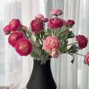 Mythlty 7 pcs Peony Artificial Flowers with Stems, Faux Pink and Hotpink Peonies Stem for Vase, Silk Ranunculus Flowers Arrangement for Home Office Farmhouse Wedding Party Decorations