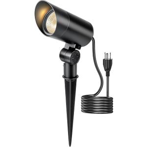HIBOITEC 1 Pack 30W Outdoor LED Spot Lights 120V Plug in Flag Pole Light 3000LM 3000K Warm White Waterproof Landscape Spotlight for Yard Garden Tree Statue, 5.9 FT Cord with Plug
