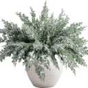 10 Packs 16.5" Artificial Christmas Snow Pine Branches, Snow Flocked Faux Greenery Norfolk Pine Sprigs Cypress Stems, White Frosted Fake Foliage Pine Needle Picks for DIY Craft Garland Home Decor