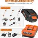 2-Pack 20V 4.0Ah Battery and Charger Combo Replacement for Worx WA3520, WA3525, WA3575, WA3578, WA3669, WA3732, WA3875, WA3881 Compatible with 20 Volt Power share Power Tools