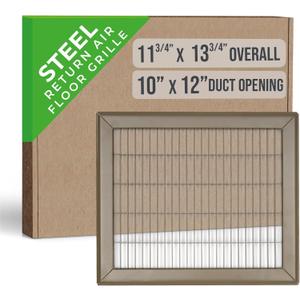 Fits 10x12 and 12x10 Duct Opening | Return Air Floor Grille by Handua | Walkable Vent Cover Grill for Floor | Brown | Heavy Duty Fixed Blades | Outer Dimensions: 11.75"W X 13.75"H