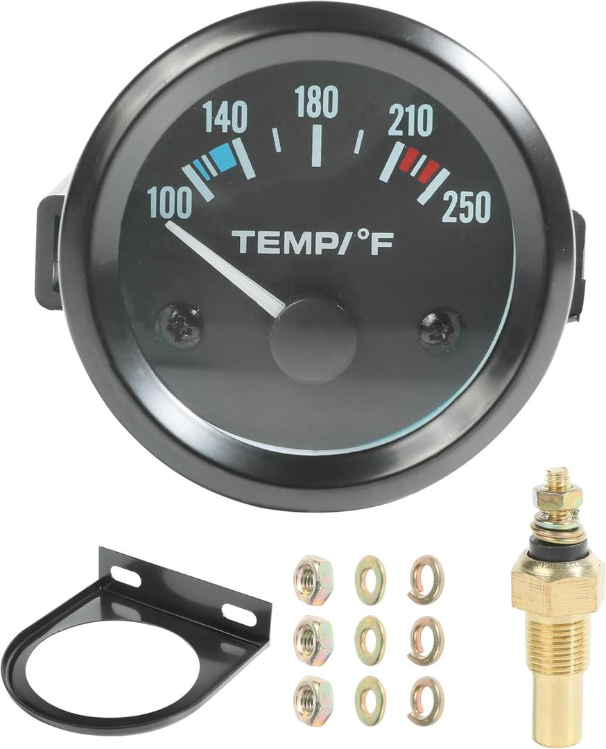 Water Temp Gauge,2" 52mm Water Temp Gauge,100-250 Temperature Gauge for Car,Car Accessories Car Temperature Gauge with Led Backlight Water Temp Gauges,Use for Cars Trucks Vehicles Ships