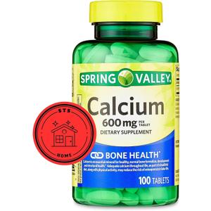 Spring Valley Calcium 600 mg, 100 Tablets | Calcium Supplement 600 mg | Calcium Supplement + STS Sticker.
