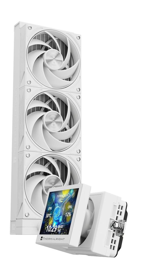 Thermalright Stream Vision 360 White-360mm AIO CPU Liquid Cooler,3.5Square LCD Display for Images,Magnetic Suction High-Performance Pump for 640x480 Resolution with Embedded Fan,for AM5/lga1851/1700