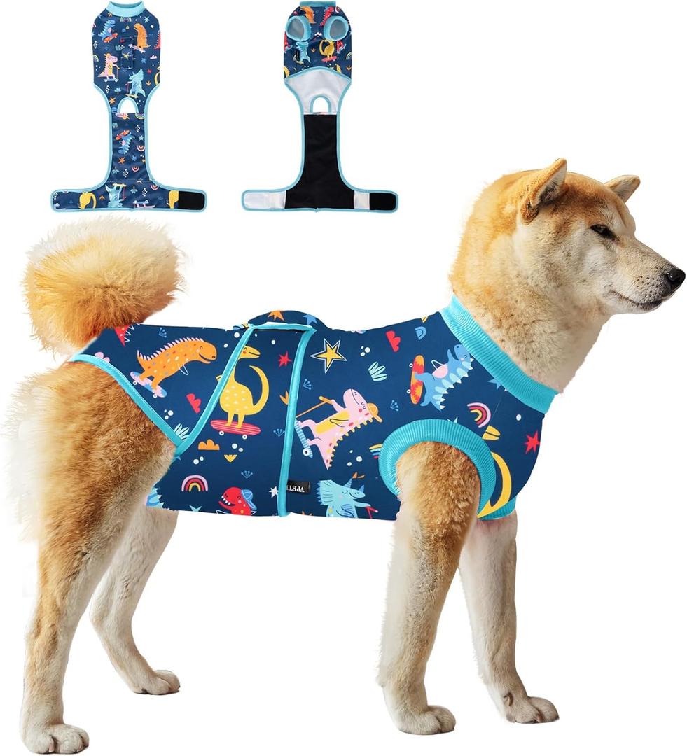 Dog Surgery Recovery Suit,Female Male Dog Onesie for Spay Neuter,Substitute E-Collar & Cone,Anti-Licking Breathable Onesie for Small Medium Large Dogs,New Dinosaur Pattern L