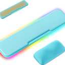 2-in-1 Heated Wrist Rest Set, Ergonomic Memory Wrist Pad with RGB Lights and Non-Slip Base, Keyboard Mouse Wrist Rest for Computer Laptop Office Work and PC Gaming (Blue)