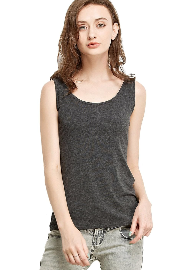 Women's Mini-Ribbed Stretch Scoop Neck Tank Top 4XL
