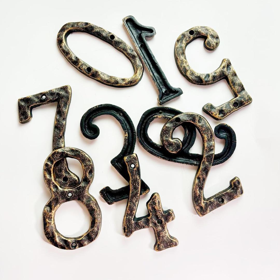 5.5 Inch Cast Iron House Numbers - Hammered Finish Mailbox Numbers - Metal Address Plaque Numerals - Weatherproof, Easy to Install, Solid Home Decor/Number 7