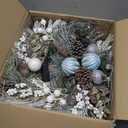 Briful Christmas Wreaths for Front Door 24" Christmas White Snow Flocked Door Wreath with Balls Ornaments Pinecone Berries for Xmas Room Fireplaces Walls Home Indoor/Outdoor Porch Decor