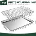 Quarter Sheet Pan with Cooling Rack Set [2 Baking Sheets + 2 Baking Racks], CEKEE Stainless Steel Cookie Sheets for Baking and Wire Rack - Rust & Warp Resistant & Nonstick, 12 x 9.8 x 1 Inch