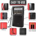 PowerBear Portable Radio | AM/FM, 2AA Battery Operated with Long Range Reception for Indoor, Outdoor & Emergency Use | Radio with Speaker & Headphone Jack (Black)