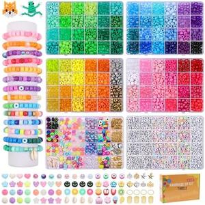 THRELE 4000pcs Pony Beads Friendship Bracelet Making Kit Included 96 Colors Kandi Bead,Letter Beads,Beads for Bracelet Making Kit DIY Crafts