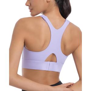 Sports Bras for Women High Support, Sewn in Cup Sports Bras Adjustable Straps Sexy Outdoors Workout Yoga Top (Large, Purple)