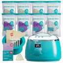 Digital Waxing Kit for Women & Men - 8 Packs Lavender & Milk Hard Wax Beans with Fast-Melting Silicone and Pre/Post Care Wipes - A