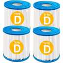 KGC Type D Pool Filter Cartridge Compatible with Summer Waves, Above Ground Swimming Pool Pump Filter Cartridge Replacement (4 Pack)