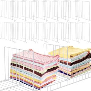 Amylove 12 Pcs Wire Shelf Divider for Wire Shelves Closet Organization Clothes Wardrobe Separators Closet Organizer Dividers Storage Rack Separator for Cabinets Kitchen Office, White