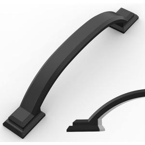 Amerdeco 10 Pack Matte Black Cabinet Pulls 4 Inch(102mm) Hole Centers, Handles for Kitchen Cabinet Hardware, Arch Cabinet Handles for Bathroom Dresser Drawer Handles ZH0016