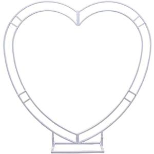 Wedding Heart Arch Stand Double Heart Shaped Round Backdrop Stand White 6.7ft Metal Balloon Arch Kit for Proposal, Bridal, Valentine, Climbing Plants Garden Party Decorations