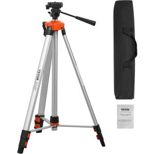 VEVOR Laser Level Tripod,  x 20 Thread Mount, 27.36-68.11 inch Height Adjustment with Integrated Level Bubble Lightweight Laser Scanner Stand, Retractable Legs Aluminum Tripod for Stable Measurement