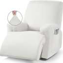 TAOCOCO Stretch Recliner Chair Covers 3-Piece Recliner Covers for Recliner Chair, Softness Polyester Fabric Reclining Chair Cover Furniture Protector - Fits Most Recliner Sizes (Milk White)