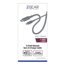 ZGEAR 6 Foot Silicone Rubber Sync & Charge Cable