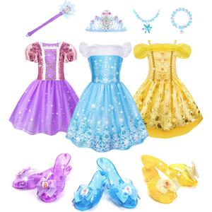Meland Princess Dress Up for Girls Age 3 4 5 6, Dress Up Clothes with Shoes Toy, Birthday Christmas Gift for Toddler Girls (Purple)