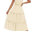 ZESICA Womens 2026 Summer Spaghetti Strap Midi Dresses Casual Tie Shoulder V Neck Flowy A Line Tiered Beach Long Dresses (Yellow, S)