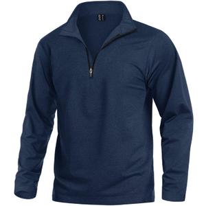 KEFITEVD Men's Quarter Zip Pullover Fleece Lined Long Sleeve Golf Shirt 1/4 Zip Sweatshirts Thermal Winter Sweaters (XX-Large, Navy)