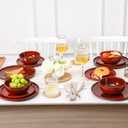 Vicrays Ceramic 12 Pieces Dinnerware Set - Dinner Plates Salad Plates Cereal Bowls Set Service for 4 - Scratch Resistant Microwave Oven Dishwasher Safe - Cherry Red