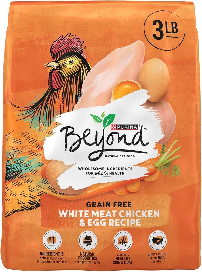 Purina Beyond Grain Free White Meat Chicken and Egg Recipe Natural Cat Food High Protein Cat Food Dry Formula - 3 lb. Bag (EXP 02/01/27)