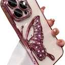 Glitter 3D Butterfly Case for iPhone 15 Pro Max 6.7" (Pink)