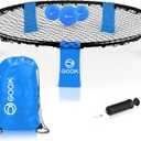 GOOX Outdoor Beach Ball Game with Carrying Bag, 3 Balls and Net - Roundnet Game Set for Adults - Played Outdoors, Indoors, Beach, Lawn, Yard and Park(Blue)