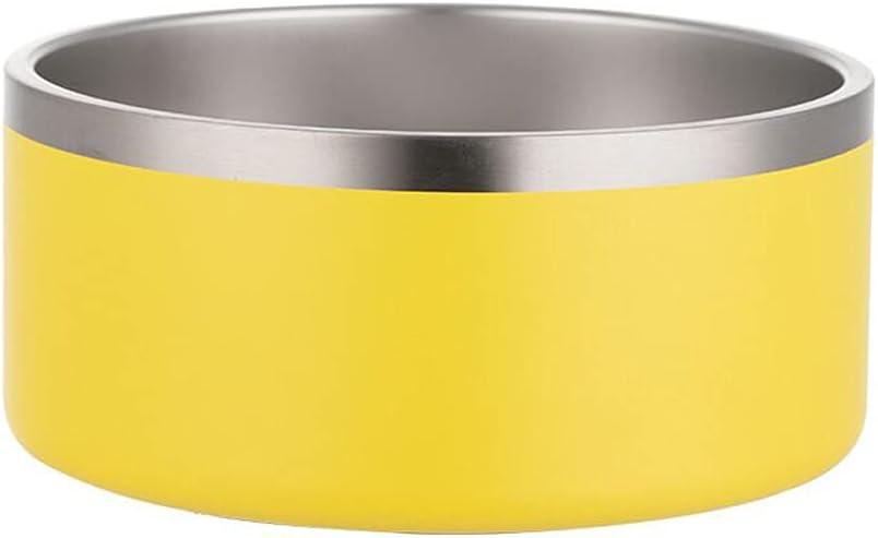 32oz 64oz Stainless Steel Double Wall Dog Bowls,BPA Free Non-Slip Pet Dishes,Cat Food&Water Bowl with Rubber Base(32oz, Yellow)