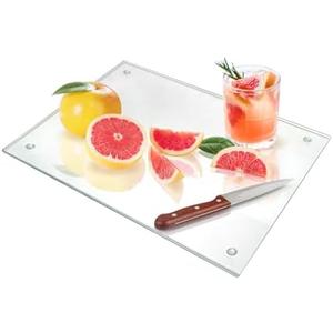 Seelenruhe Tempered Glass Cutting Board for Kitchen Counter, 12x16 inch Clear Cutting Board for Countertop, Non-Slip, Heat-Resistant, Easy to Clean, Kitchen Decoration