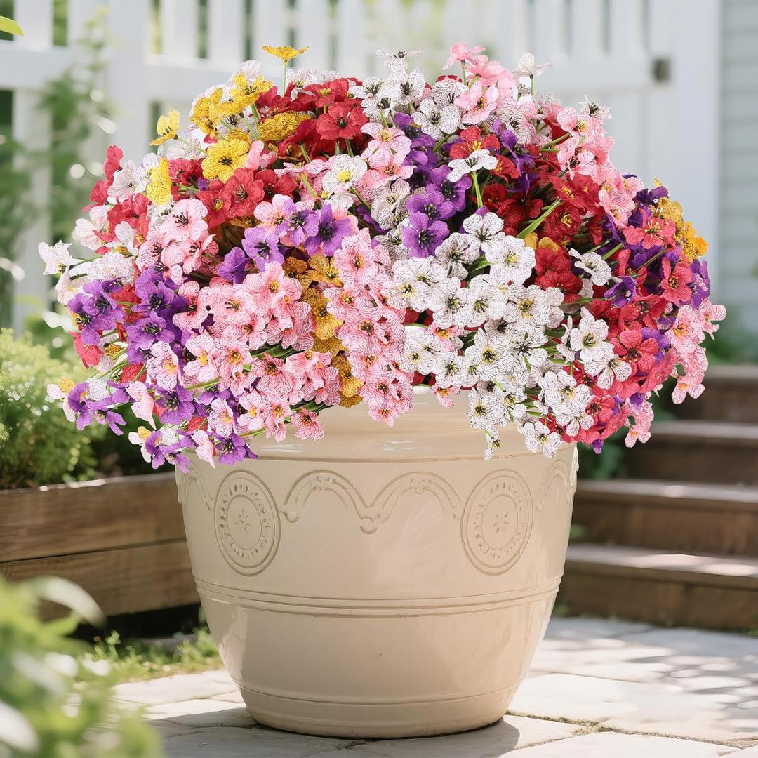 24 Pack of Artificial Flowers for Indoor and Outdoor Use, UV Resistant Simulated Violet Flowers, Silk Flowers, Colorfast, Outdoor Front Porch Window Frames Garden Patio Decoration (Mixed)