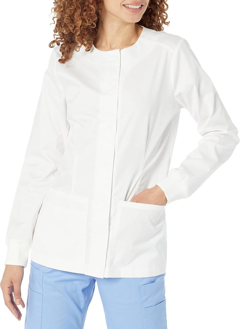 Amazon Essentials Women's Scrub Snap Jacket, White, XX-Large