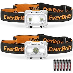 EverBrite LED Headlamp, 4 Lighting Modes, Pivoting Head with Adjustable Headband, IPX4 Water Resistant Perfect for Running, Camping and Hiking, 3 AAA Battery Powered(2 Pack)