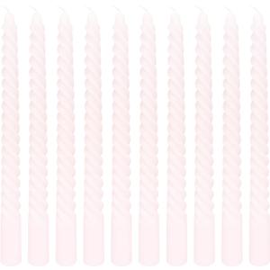 10 Inch 10 Pack Soft Baby Pink Spiral Taper Candle Set, Long Candles Dripless Unscented Candlesticks for Dinner Shower Party Brithday Wedding Engagement Party Valentine's and Home Decor