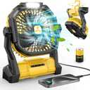 Portable Fan Rechargeable, 20000mah Cordless Battery Powered Fan with LED Lantern, USB Battery Operated for Travel Bedroom Home Camping Tent Office Beach Desk Picnic Fishing Table (Yellow)